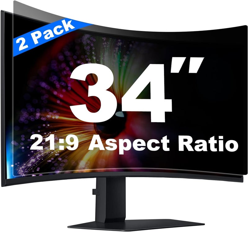 Twugs [2 Pack] 34 Inch Computer Privacy Screen for 21:9 Aspect Ratio Widescreen Monitor, Eye Protection Anti Glare Blue Light Filter Shield, Removable Anti-Scratch Anti Spy Protector - Image 1